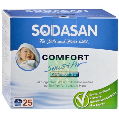 Стиральный порошок-концентрат для стирки детских изделий из белых и цветных тканей для чувствительной кожи, Sodasan, 1.2 кг