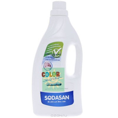 Жидкое средство для стирки детских изделий из цветных тканей и для чувствительной кожи, Sodasan, 1.5 л