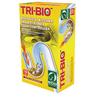 Биоформула для прочистки кухонных труб, контролер запаха TRI-BIO (10доз)