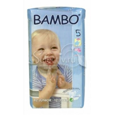 BAMBO детские Эко-подгузники Junior 12-25 кг №42 эконом упаковка (42шт)